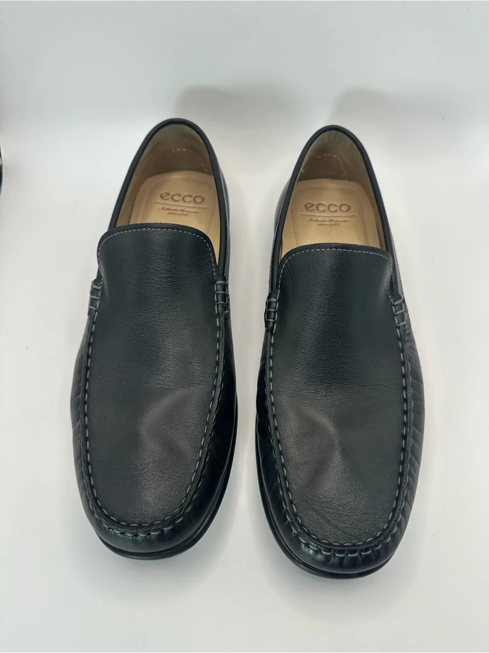 Ecco Black Leather Slip-On Moccasin Loafers size 46 - 12